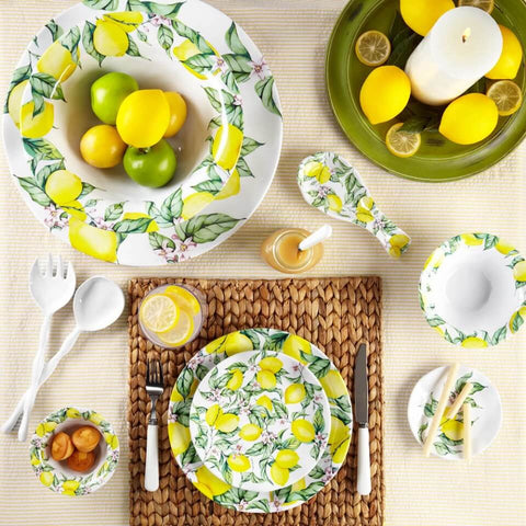 Lemon Print Melamine Salad Plates, 8-Inch, Set of 4 - Image 2