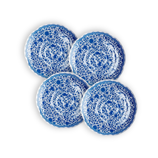 Blue Floral Outdoor Salad Plates, 9.5-Inch, Set of 4 - Image 1
