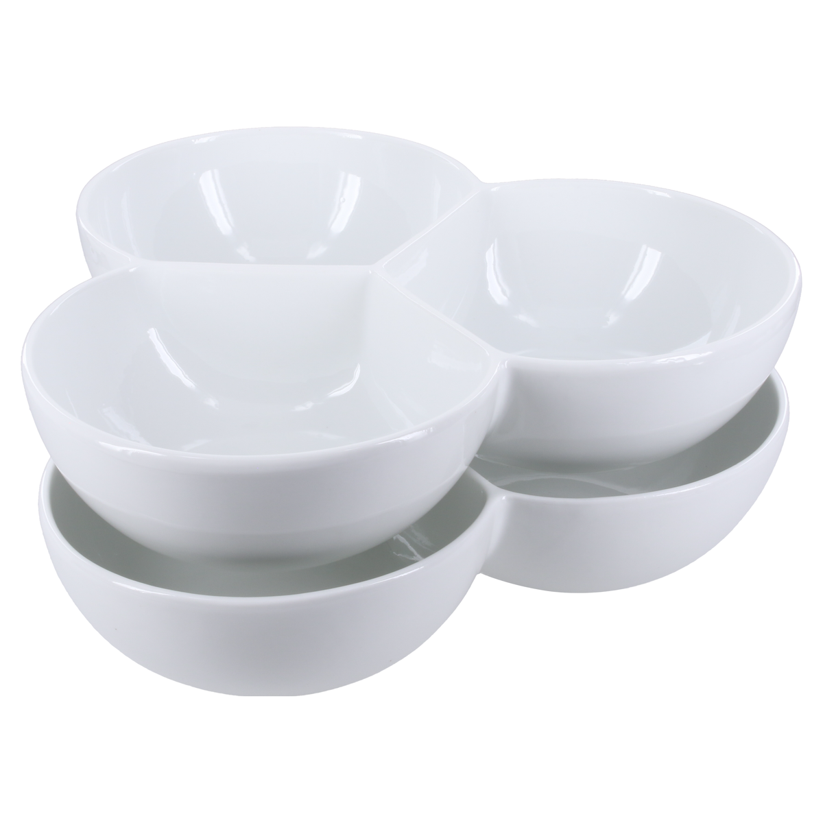 White Porcelain Three-Section Serving Bowls, 1-Quart, Set of 2 - Image 4