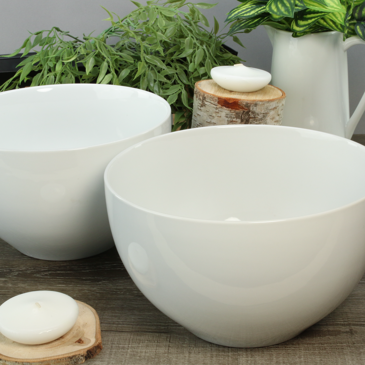 White Porcelain Conical Serving Bowls, 10-Inch, Set of 2 - Image 2