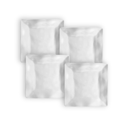 White Ruffled Square Salad Plates, 7.5-Inch, Set of 4 - Image 1