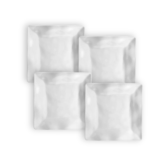 White Ruffled Square Salad Plates, 7.5-Inch, Set of 4 - Image 1