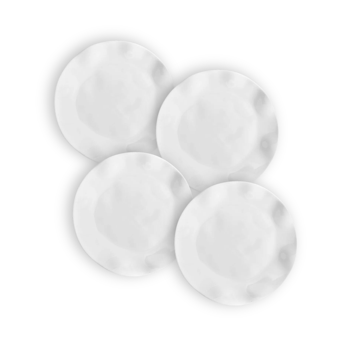 White Ruffled Round Salad Plates, 8-Inch, Set of 4 - Image 1