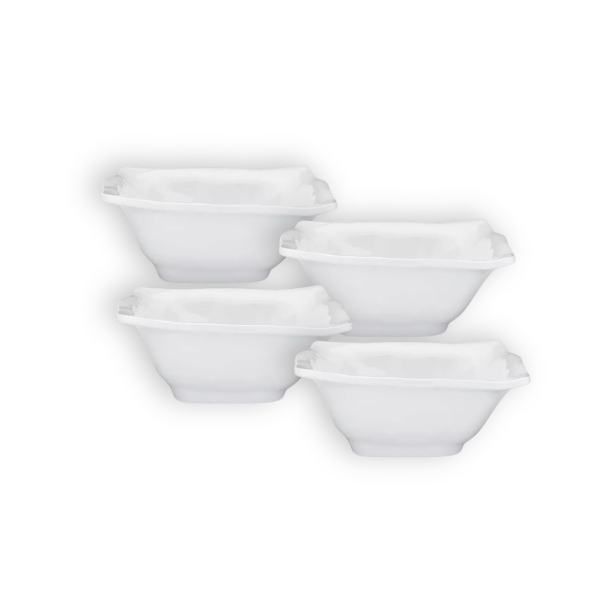 White Ruffled Square Cereal Bowls, 6.5-Inch, Set of 4 - Image 1