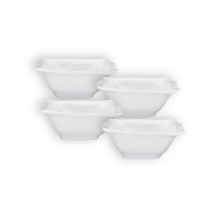 White Ruffled Square Cereal Bowls, 6.5-Inch, Set of 4 - Image 1