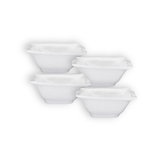 White Ruffled Square Cereal Bowls, 6.5-Inch, Set of 4 - Image 1