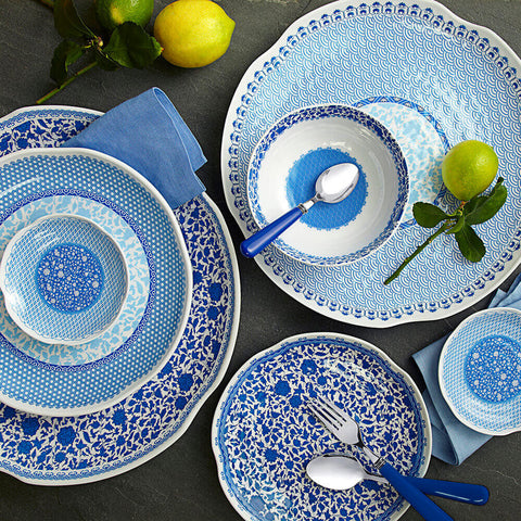 Blue Floral Outdoor Salad Plates, 9.5-Inch, Set of 4 - Image 4