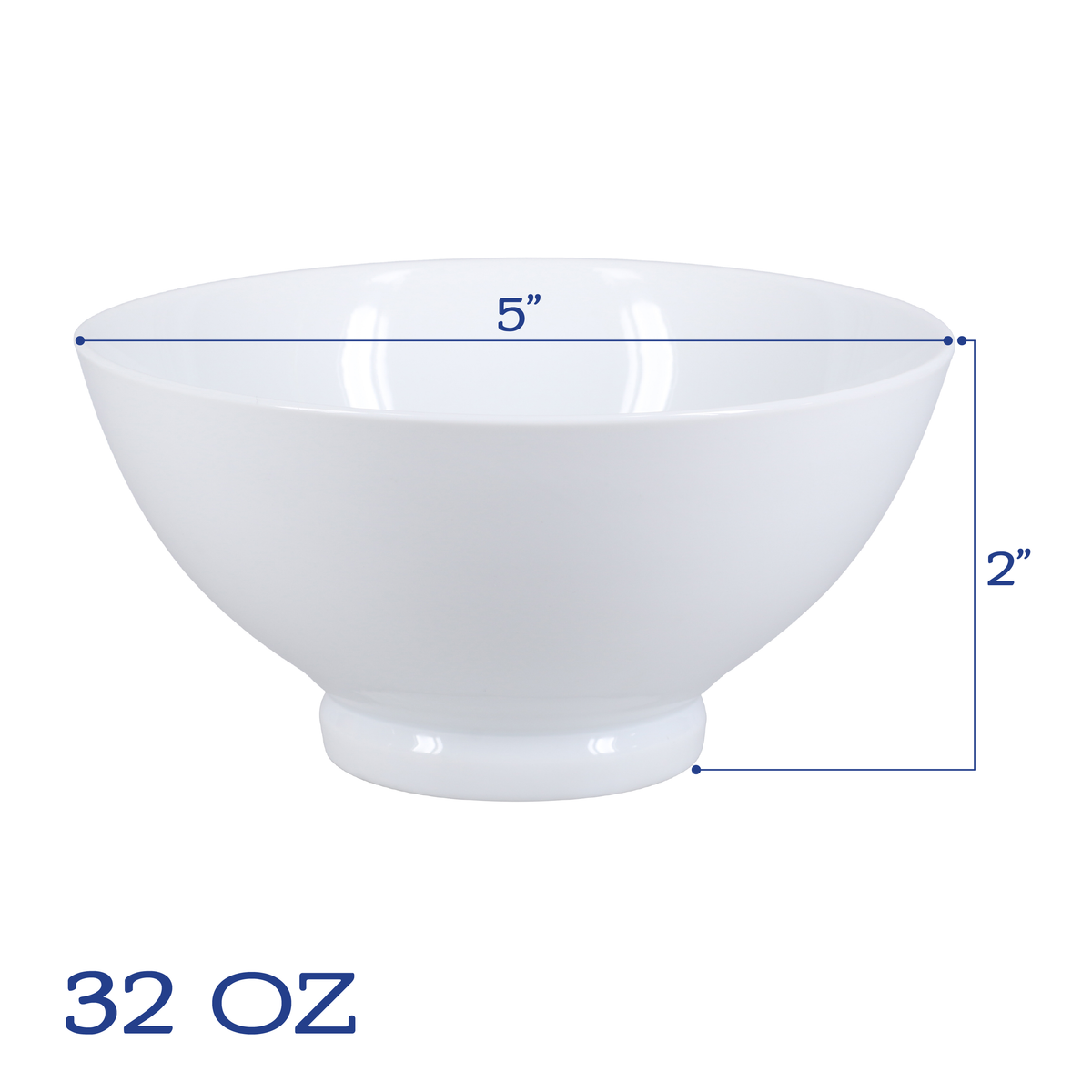 White Porcelain Noodle Bowls, 32 oz, Set of 6 - Image 2