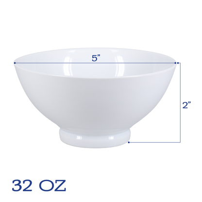 White Porcelain Noodle Bowls, 32 oz, Set of 6 - Image 2