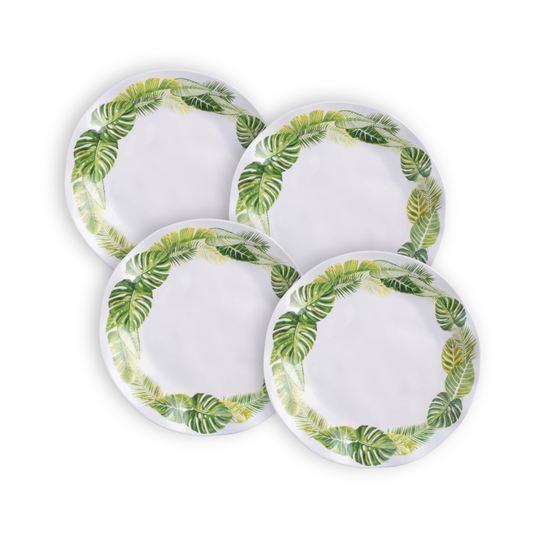 Green Palm Leaf Dinner Plates, 10.5-Inch, Set of 4 - Image 1