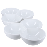 White Porcelain Three-Section Serving Bowls, 1-Quart, Set of 2