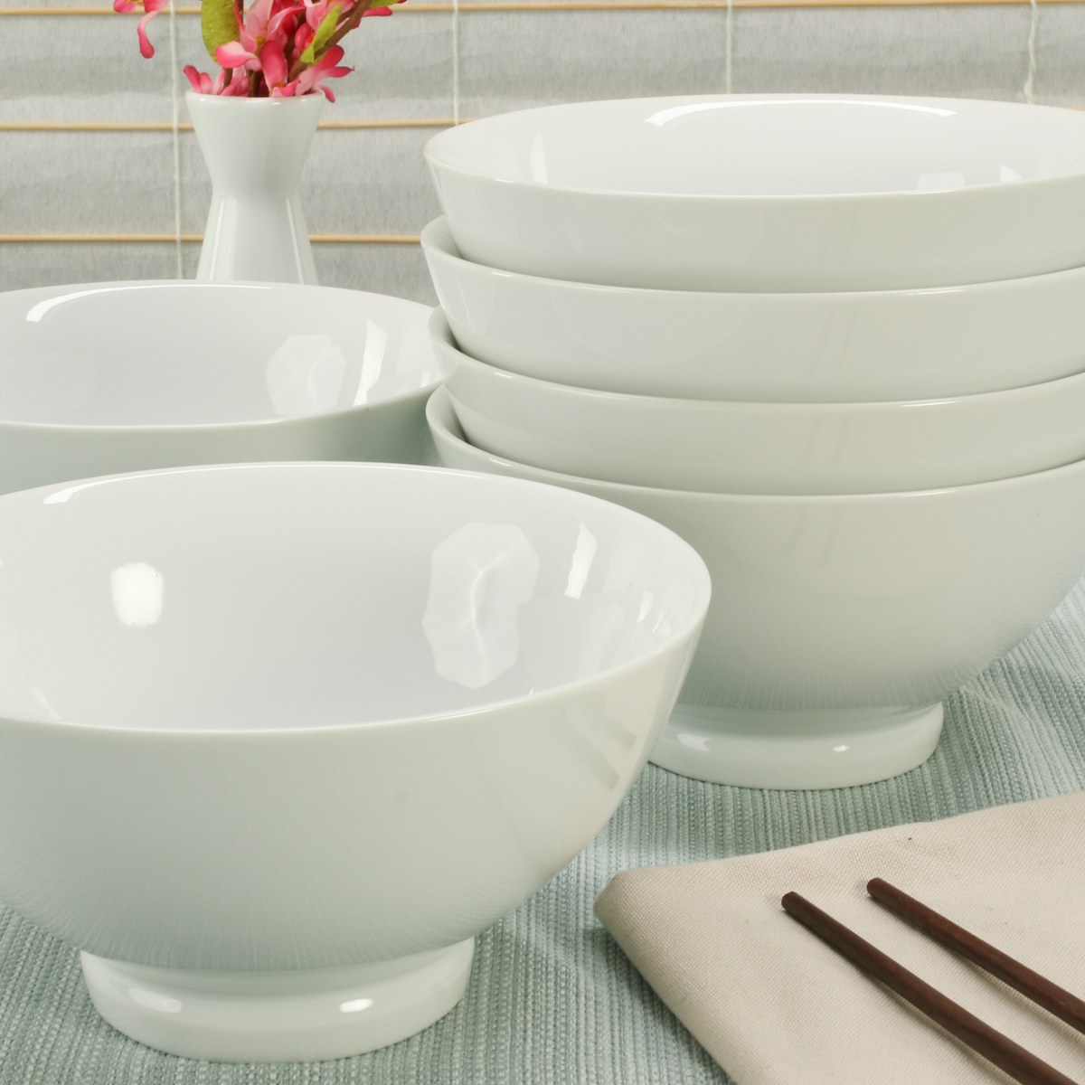 White Porcelain Noodle Bowls, 32 oz, Set of 6 - Image 7