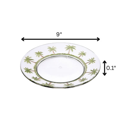 Clear Palm-Pattern Acrylic Dinner Plates, 9-Inch, Set of 4 - Image 3