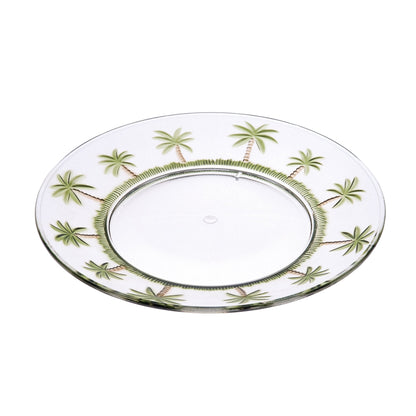 Clear Palm-Pattern Acrylic Dinner Plates, 9-Inch, Set of 4 - Image 1