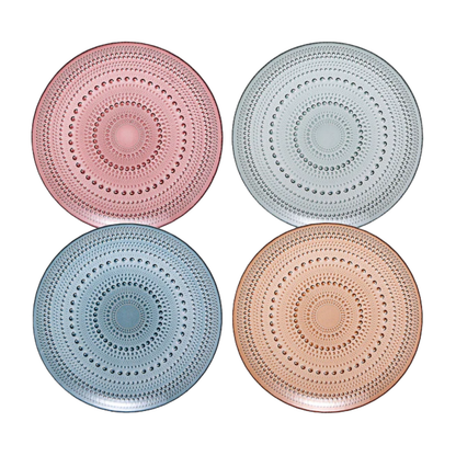 Multicolor Hobnail Glass Dinner Plates, 10-Inch, Set of 4 - Image 1