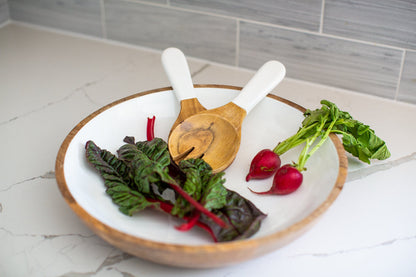 Mango Wood Salad Bowl with Servers, 15-Inch - Image 2