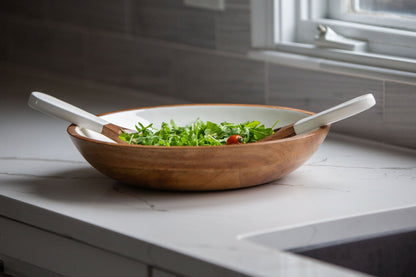 Mango Wood Salad Bowl with Servers, 15-Inch - Image 4