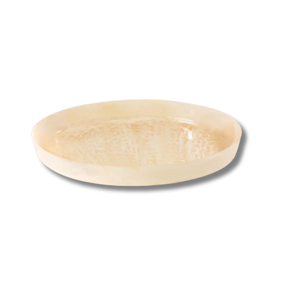 Cream Marbled Resin Oval Serving Bowl, 16 x 19-Inch