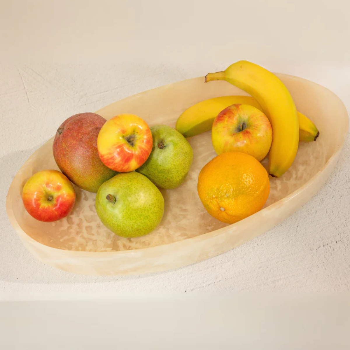 Cream Marbled Resin Oval Serving Bowl, 16 x 19-Inch - Image 3