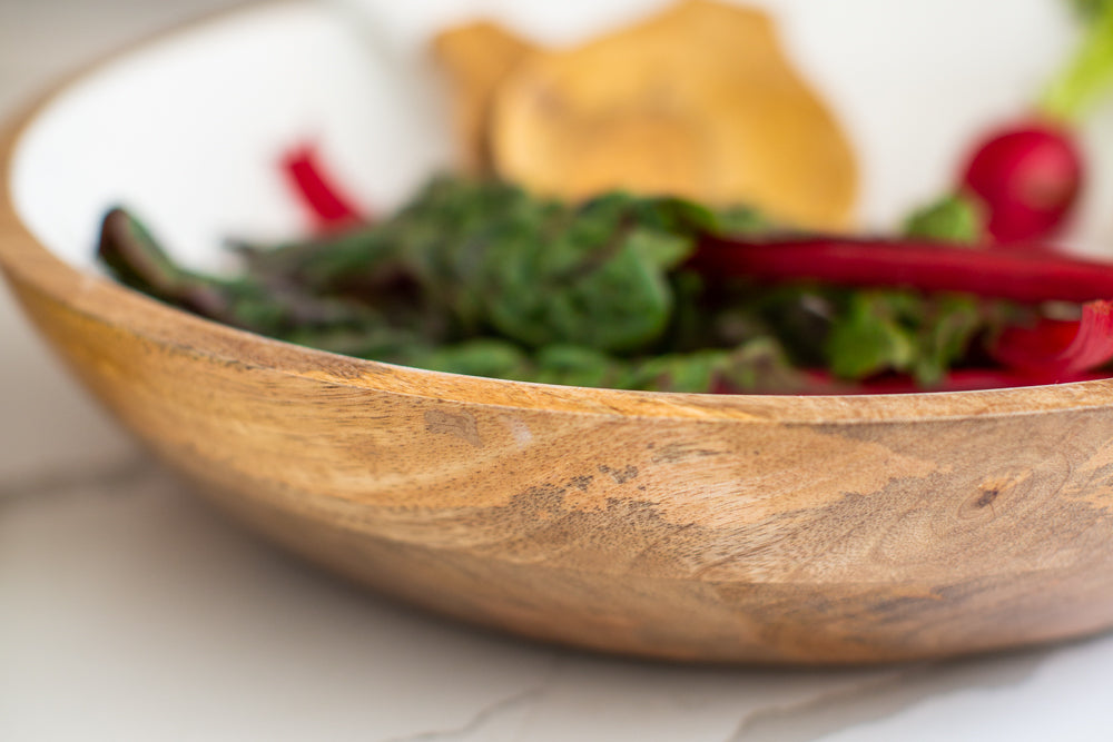 Mango Wood Salad Bowl with Servers, 15-Inch - Image 3
