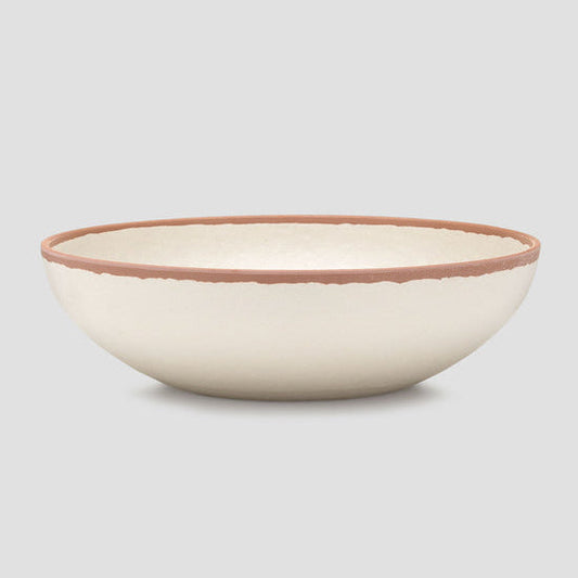 Terracotta-Tone Melamine-Bamboo Serving Bowl, 12-Inch - Image 1