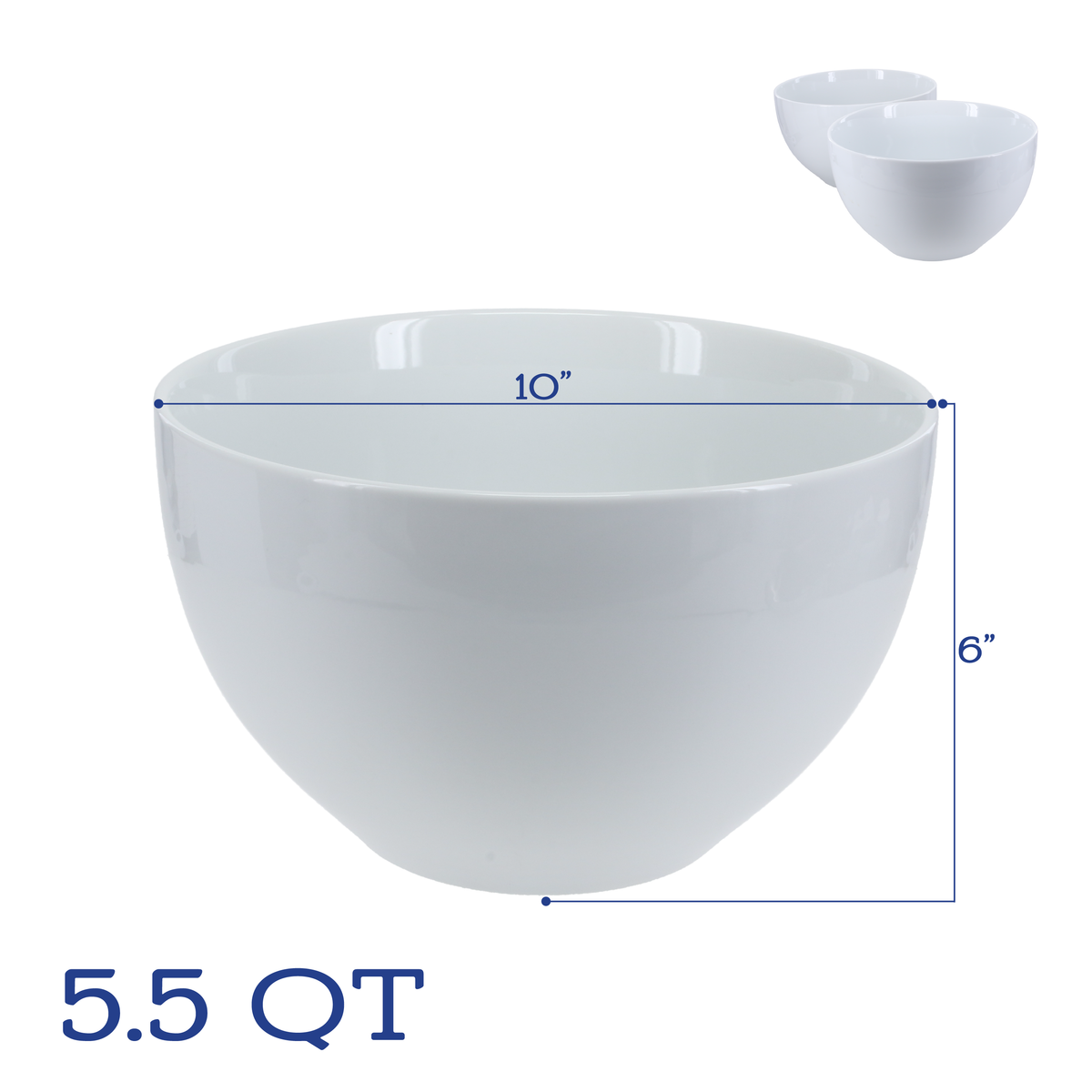 White Porcelain Conical Serving Bowls, 10-Inch, Set of 2 - Image 3