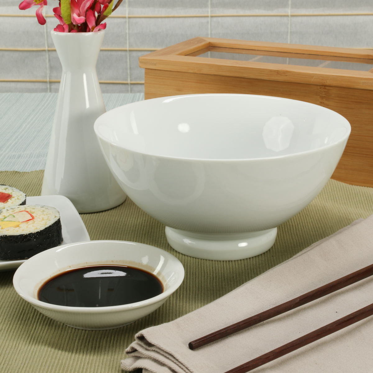 White Porcelain Noodle Bowls, 32 oz, Set of 6 - Image 6