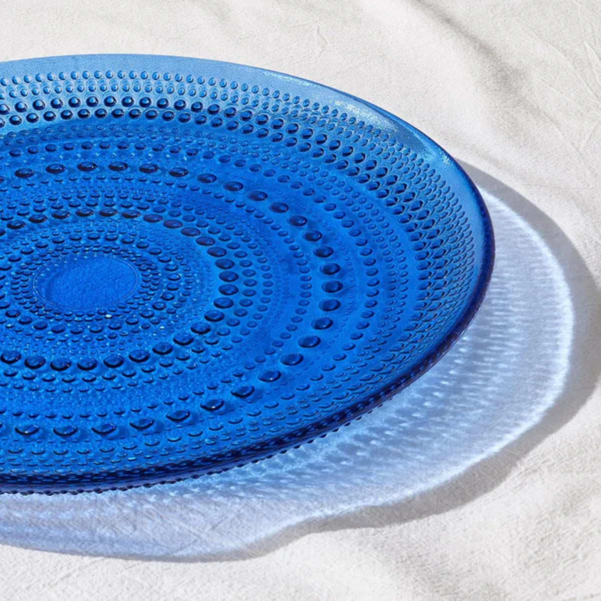 Dark Blue Hobnail Glass Dinner Plates, 10-Inch, Set of 4 - Image 3