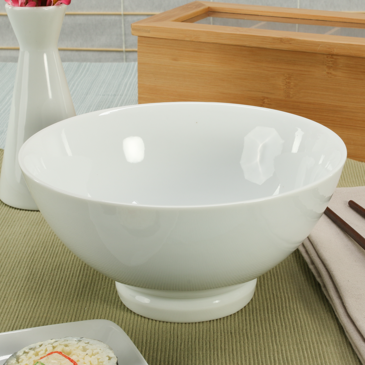 White Porcelain Noodle Bowls, 32 oz, Set of 6 - Image 5