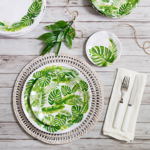 Green Palm Leaf Dinner Plates, 10.5-Inch, Set of 4 - Image 3