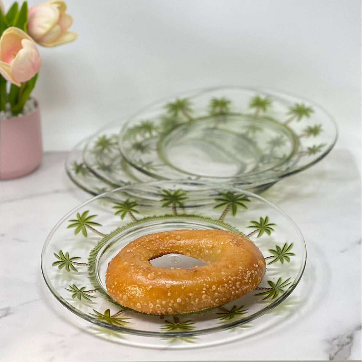 Clear Palm-Pattern Acrylic Dinner Plates, 9-Inch, Set of 4 - Image 5