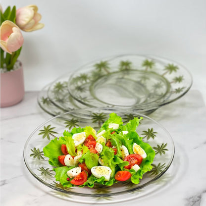 Clear Palm-Pattern Acrylic Dinner Plates, 9-Inch, Set of 4 - Image 2