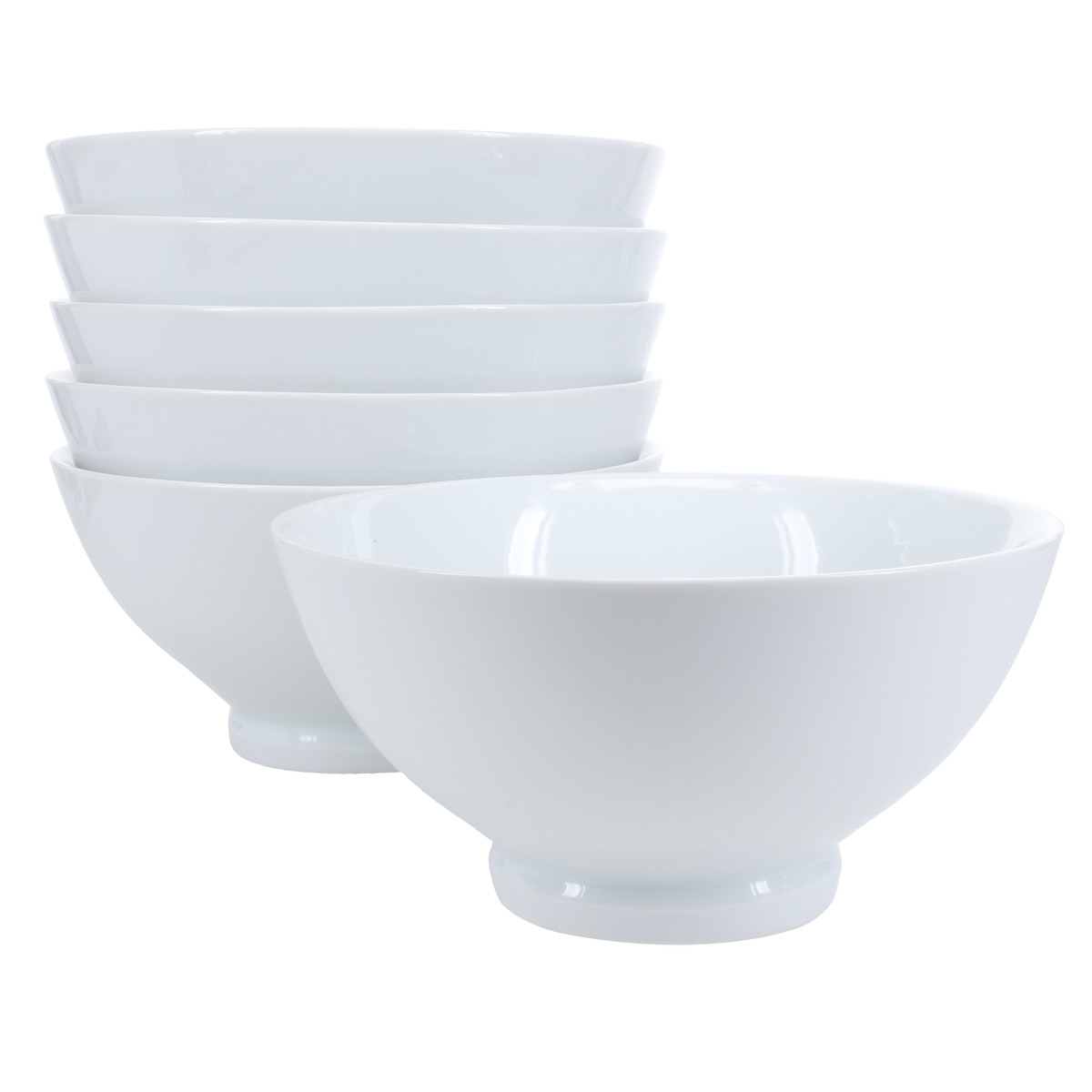 White Porcelain Noodle Bowls, 32 oz, Set of 6 - Image 1