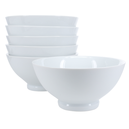 White Porcelain Noodle Bowls, 32 oz, Set of 6 - Image 1